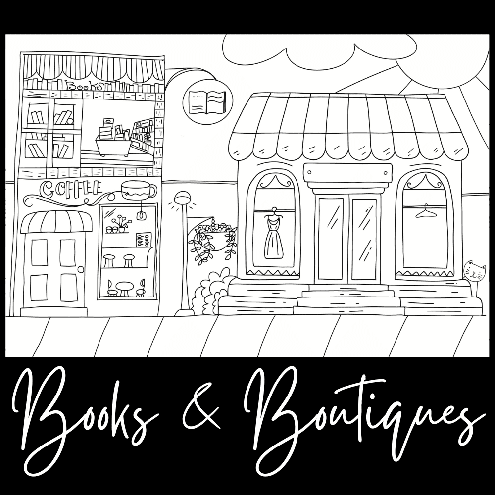 Books & Boutiques – Giant Coloring Page (24x36") - Tons of Hues