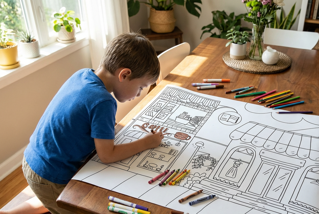 Books & Boutiques – Giant Coloring Page (24x36") - Tons of Hues