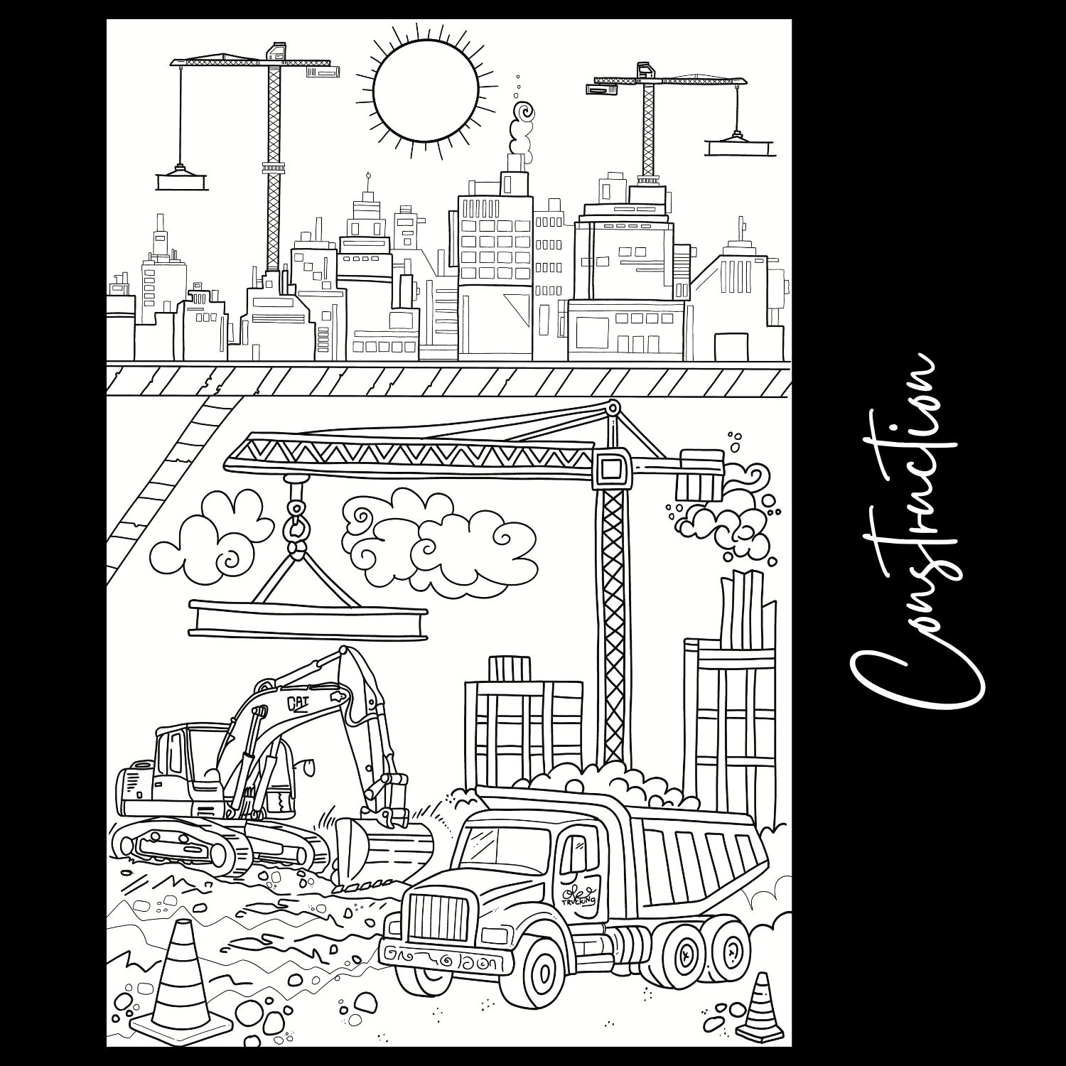 Construction – Giant Coloring Page (24x36") - Tons of Hues