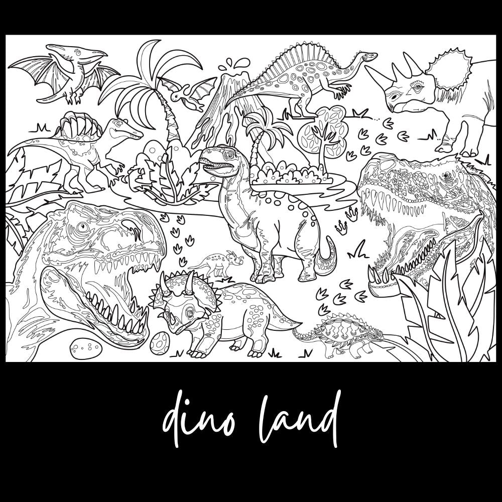 Dino Land – Giant Coloring Page (24x36") - Tons of Hues