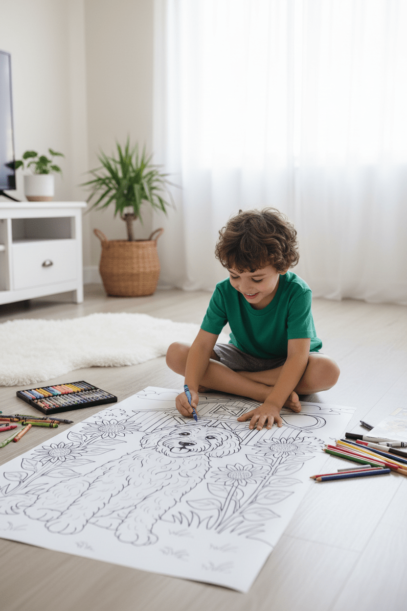 Doodle Dog Farm – Giant Coloring Page (24x36") - Tons of Hues