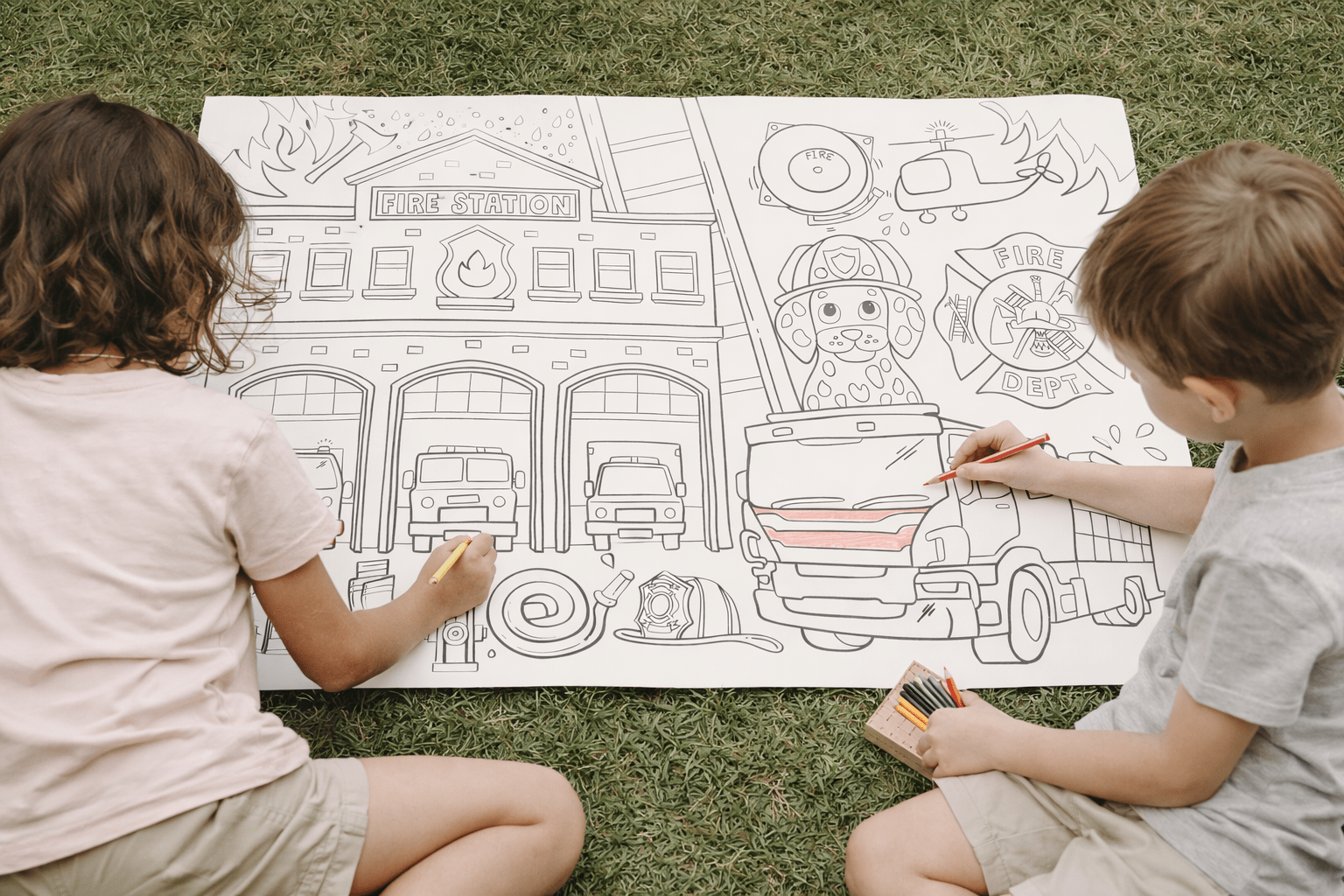 Fire Station – Giant Coloring Page (24x36") - Tons of Hues