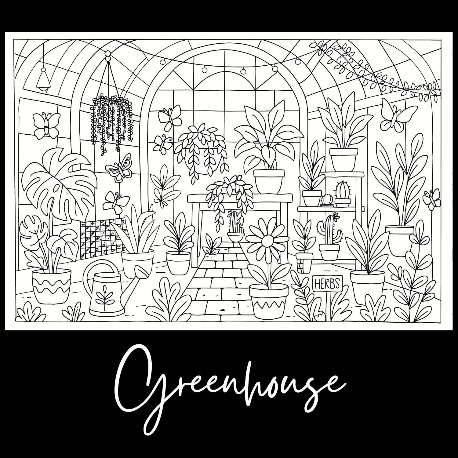 Greenhouse – Giant Coloring Page (24x36") - Tons of Hues