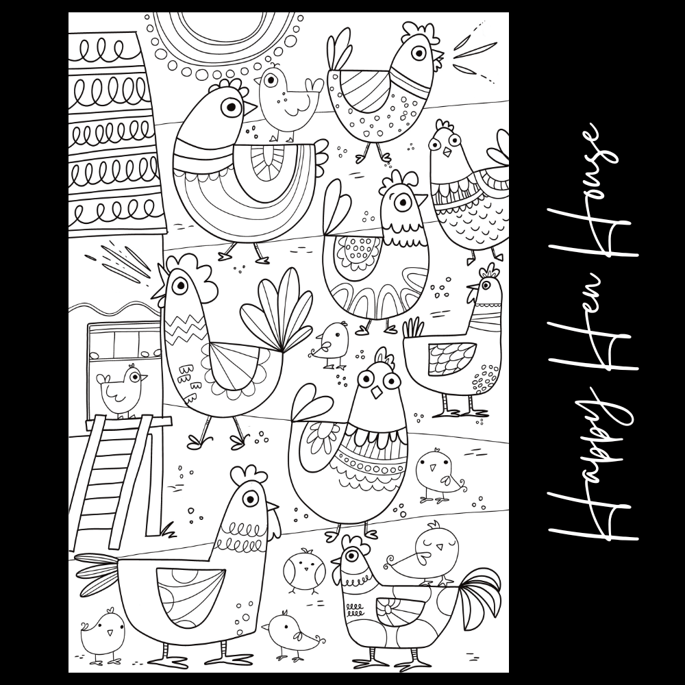 Happy Hen House – Giant Coloring Page (24x36") - Tons of Hues