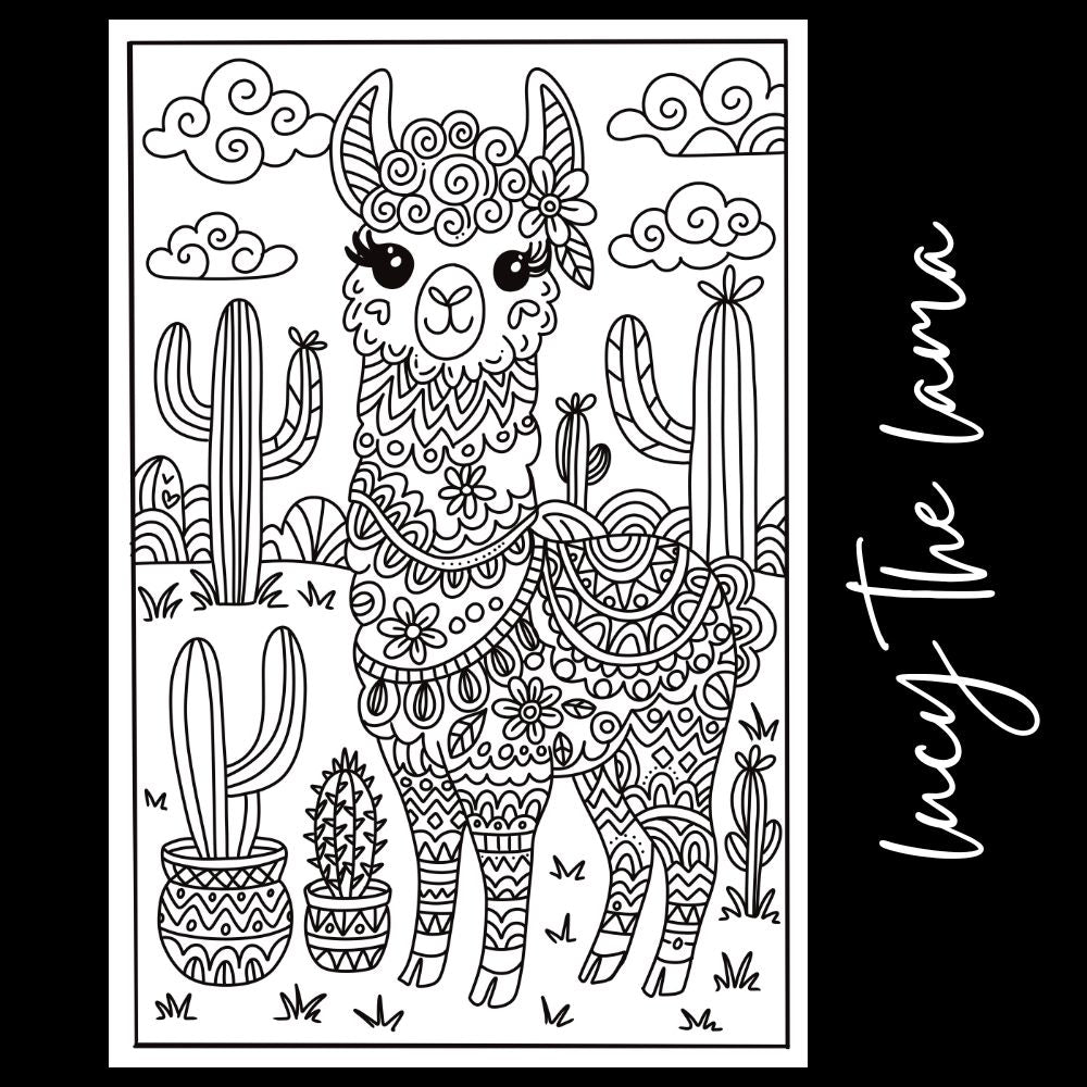 Lucy the Llama – Giant Coloring Page (24x36") - Tons of Hues