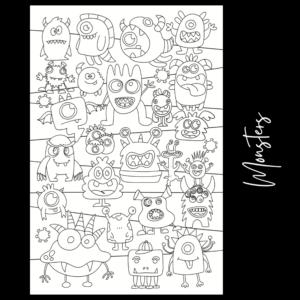 Monsters – Giant Coloring Page (24x36") - Tons of Hues