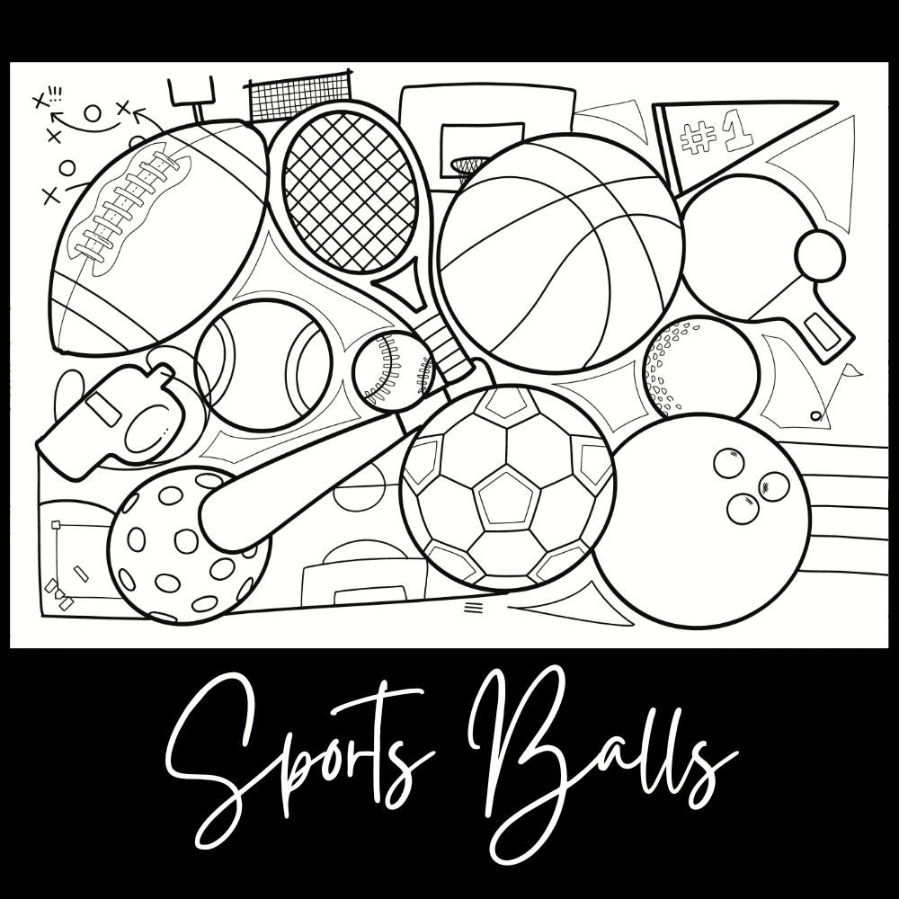 Sports Balls – Giant Coloring Page (24x36") - Tons of Hues
