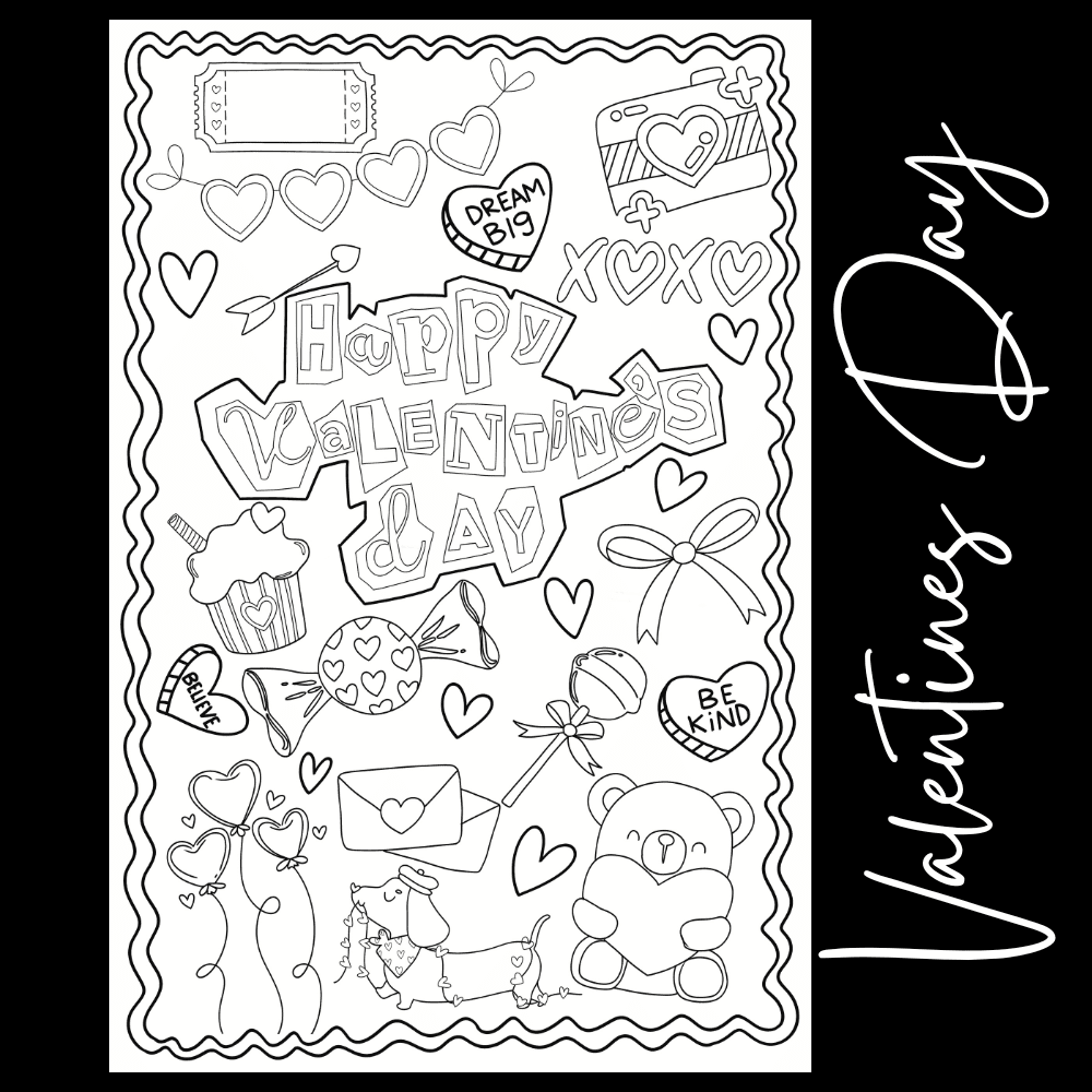 Valentines Day – Giant Coloring Page (24x36") - Tons of Hues